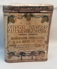 Ancienne boite métal Publicitaire Sucre Des Vosges La Vosgienne Café collection 
