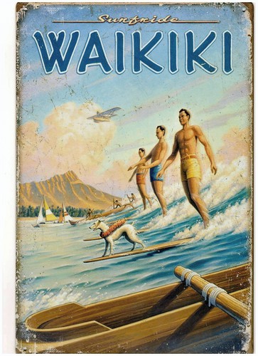 Plaque metal waikiki - waikiki, surf