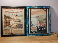 Lot De 2 ROUEN au HAVRE BATEAU Dieppe Bateaux  AFFICHE VINTAGE Encadré A Saisir 