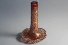 Ancien vase soliflore cristal taillé doré Bohème (59893)