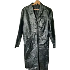 Manteau long cuir noir