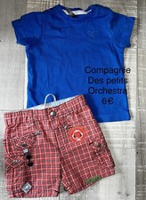 Cdp Orchestra 3 MOIS GARÇON  : ENSEMBLE 2 PIECES T Shirt Bleu Short COTON ÉTÉ