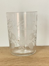 Charmant Verre Normand Ancien gravé - V. Tariel - Décor de fleurs - XIXe