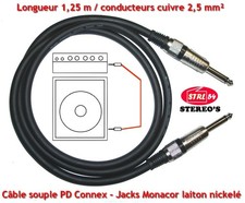 Câble jack 1,25 m 2,5 mm² Cu ampli haut-parleur enceinte guitare sono instrument