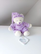 Peluche/Doudou Ours Blanc Crème Pyjama Mauve/Violet Lune Baby Bear 30cm - Gipsy