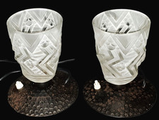 PAIRE LAMPE VEILLEUSE ART DECO FER FORGÉ MARTELÉ TULIPES SCHNEIDER SIGNÉES