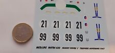 decals decalcomanie Matra 630 Magny Cours/trophée Auvergne 1 1/43 cahier porsche