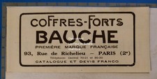 Publicité COFFRE FORT BAUCHE
