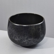 Grand cache pot céramique vintage émail noir & argent Dumler & Breiden 1970s