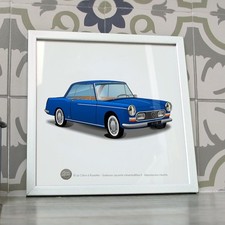 Poster Peugeot 404 coupé bleu