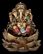 Ganesha Figurine Assis En Lotus - Bonheur - Hindouisme Dieux Statue De Indien