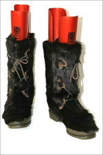 ISBA Boots Neige Vintage Fourrure Noire Fourrées Laine T 37 TBE