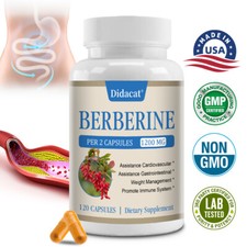 Gélules de berbérine 1200 mg Soutien de la glycémie, santé cardiovasculaire
