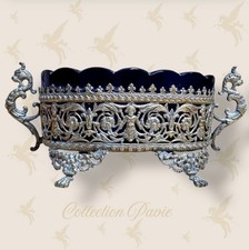 ? CENTRE DE TABLE NAPOLÉON III - VIDE POCHE  ? VERRE BLEU & MOULURES EN LAITON