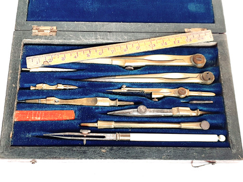 Ancienne boite compas en - ancienne,