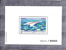 Bloc timbre 50 ans du  1er vol du Concorde Poste Aérienne ** N°83 numéroté