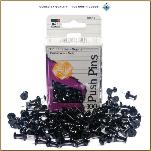 Versatile black push pins - black,