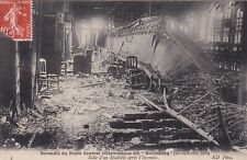 Carte postale ancienne card PARIS incendie central téléphonique GUTENBERG 1908