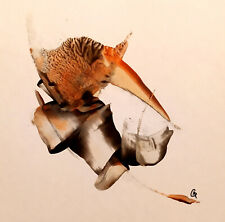 TABLEAU ENCAUSTIQUE ABSTRAIT SIGNE ORANGE lutin ABSTRACT  ARTWORK VIDE ATELIER