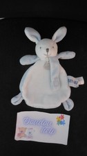 doudou plat lapin blanc bleu