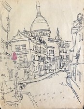 Charles Bégo (élève Gen Paul) - Dessin original - Encre - Paris, Montmartre 2