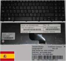 CLAVIER QWERTY ESPAGNOL ACER AS5532 MP-09G66E0-6981 NSK-GFB0S KB.I170A.279 Noir