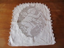 Rideau N°83 têtière blanc cassé crochet chanvre lin 40 x 43 cm ange putto