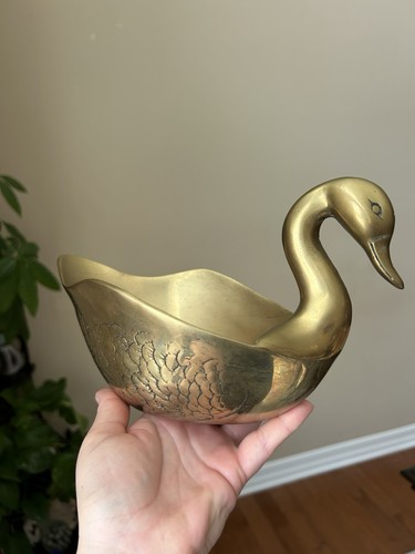 Vintage brass swan planter - vintage, |
