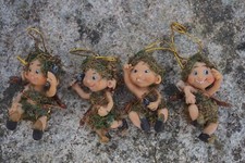 6653   FIGURINE  4  QUATRE TROLL PIXIE ELFE LUTIN SUSPENDUS DECO SAPIN NOEL