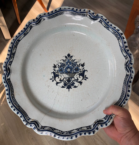 Grand plat faïence rouen - plat,