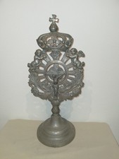32 CM/ANCIEN OSTENSOIR?monstrance?reliquaire?jouet?/etain XIXème/art Sacre/messe