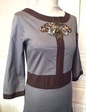 ALMATRICHI ROBE DRESS  PLASTRON PAPILLON PAMPILLES PERLES T 38