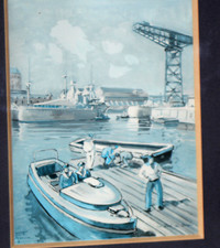 Jim-Emile SEVELLEC (1897 - 1971) Le Port de Brest Reproduction Tableau