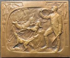 Médaille & plaquette bronze " Scène de Chasse à Courre " BLIN