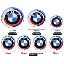 7 LOGO Emblème BMW 50E Anniversaire  4 X68mm + 82mm + 74mm + Volant 45mm