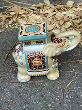 Porte plante éléphant vert en céramique vintage Haut. ~32 cm