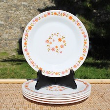 Set de 6 assiettes plates en Arcopal vintage modèle Scania ø 23.5 cm