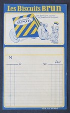 Facture 1920 LES BISCUITS BRUN Voiture illustrée billhead 109