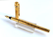 Stylo plume or 18k Must de Cartier vintage fountain pen gold plated France