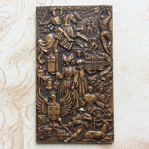Médaille plaque bronze - bronze, r