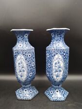 XIXeme Paire de vases Antique DELFT Hexagonal - PETRUS REGOUT MAESTRICHT