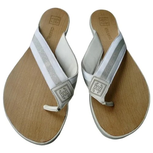 Chanel tongs bois blanches - bois, t41