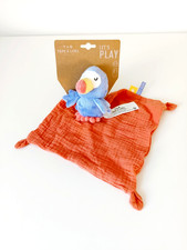 Doudou Plat/Mouchoir Lange Toucan/Oiseau Bleu Orange Jaune  -  Tape À L'oeil TAO