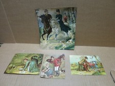 EQUITATION CHATS ENFANTS CHASSE A COURRE ensemble de 4 anciens chromos