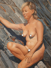 Tableau ancien erotique Huile sur toile signé femme nue