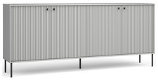 Buffet Iris Commode 207x41x89cm Façades Rainurées Grises 4 Portes
