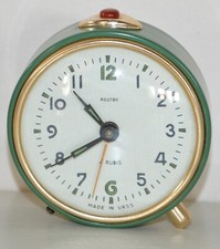 Ancien réveil mécanique horloge URSS ROSTOV 4 rubis Vintage