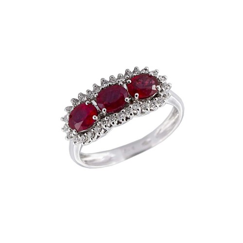 Anneau trilogie rubis blanc - anneau, or