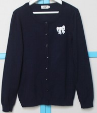 10ANS CARDIGAN    tricot fine jauge  Fille   MINI MOLLY    bleu marine, point
