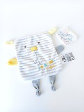 Mon Doudou Préféré Lapin Plat Carré Blanc Rayé Gris Jaune Mots D'enfants Leclerc